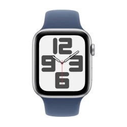 Ağıllı saat Apple Watch SE GPS 44mm Silver Aluminium Case with Denim Sport Band - M/L