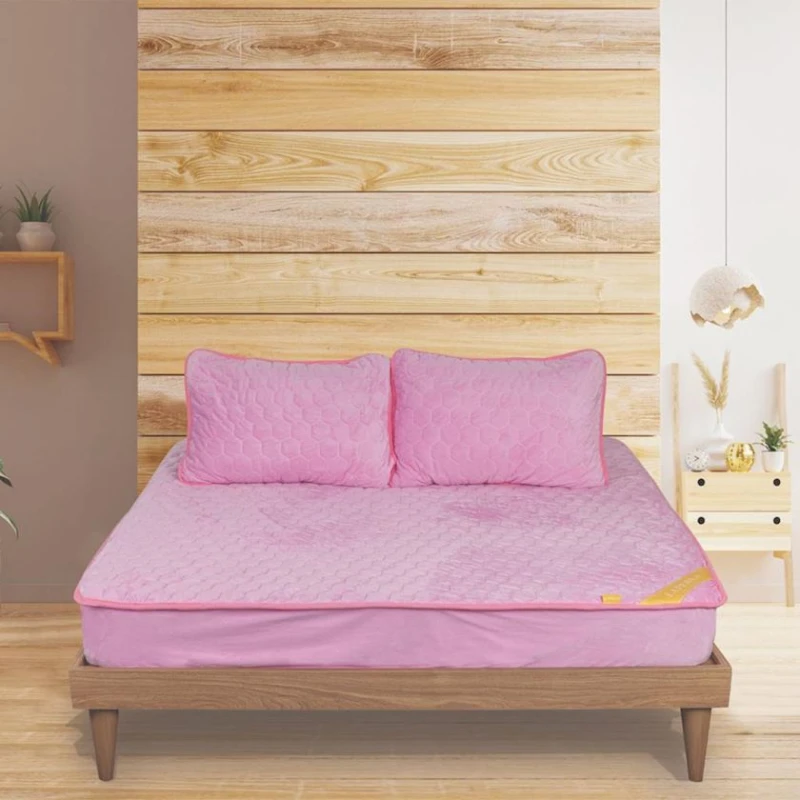 Наматрасник защитный La Perla ET-1223, 100х200 см, велюр, розовый