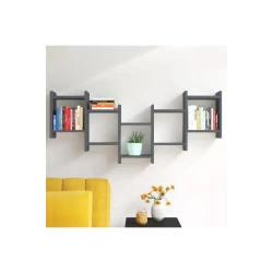 Стеллаж Ev Plus, 151x64x20 см, ЛДСП, темно-серый