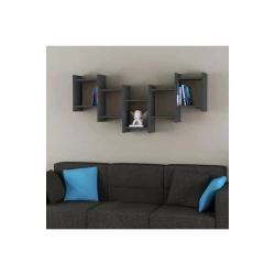 Стеллаж Ev Plus, 151x64x20 см, ЛДСП, темно-серый