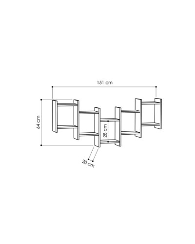 Stellaj Ev Plus, 151x64x20 sm, LDSP, tünd boz