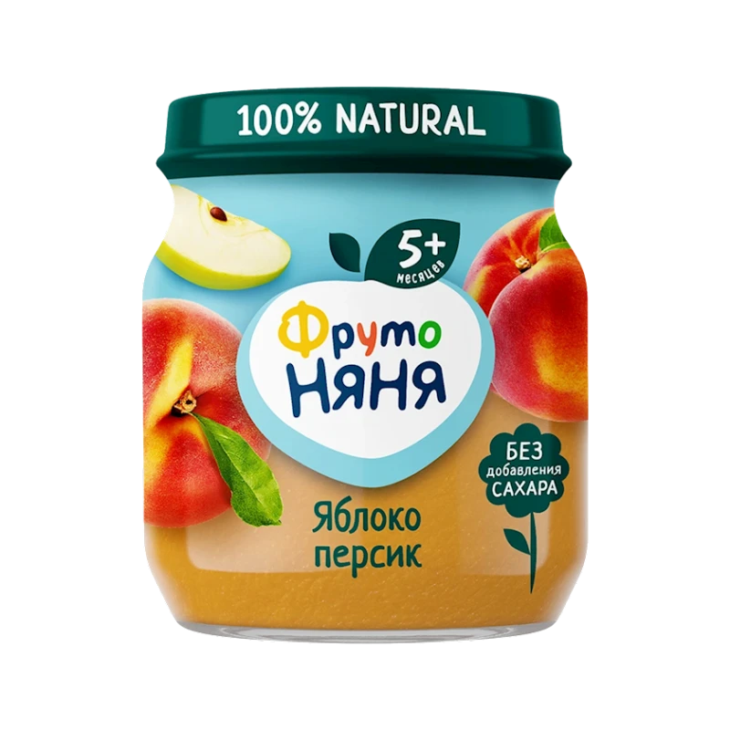 Фруктовое пюре ФрутоНяня Яблоко и Персик, 100 г Фруктовое пюре ФрутоНяня Яблоко и Персик, 100 г