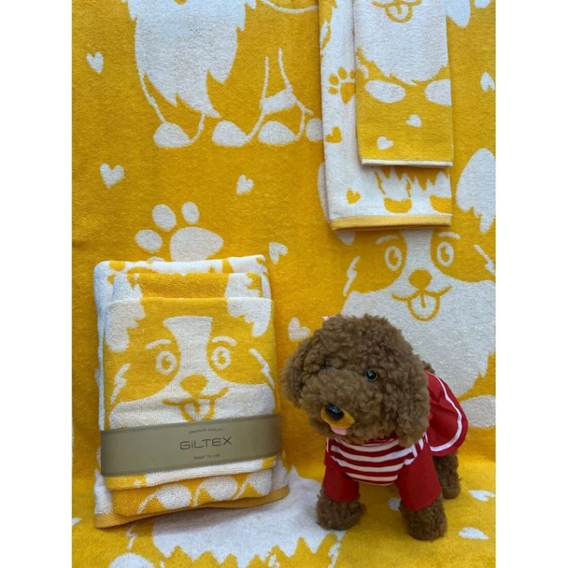 Набор полотенец детские Giltex Korgi, хлопок, 70x130/50x90/50x30 см, оранжевый, 3 шт Набор полотенец детские Giltex Korgi, хлопок, 70x130/50x90/50x30 см, оранжевый, 3 шт