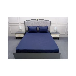 Комплект постельного белья Hanzade Home Collection 2110000003939, простыня 180x200 см, 2 наволочки 50x70 см, двуспальный, атлас/сатин, синий