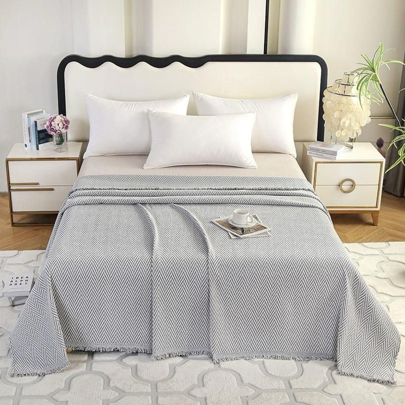 Покрывало Annabery ANBYB230240, 230x240 см, хлопок, с узором, серое Покрывало Annabery ANBYB230240, 230x240 см, хлопок, с узором, серое