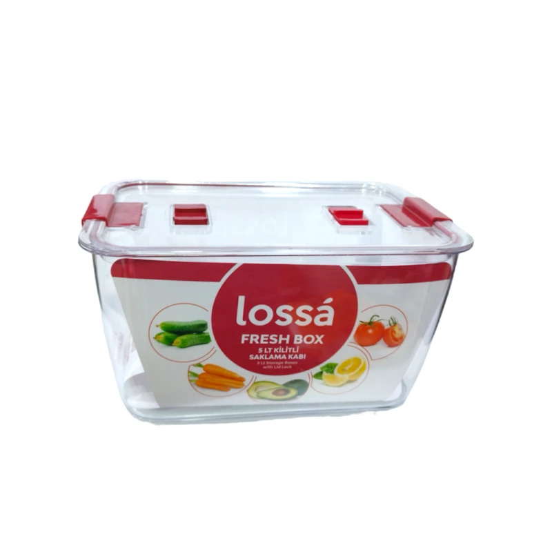 Konteyner Lossa HMSD_275 plastik, düzbucaqlı, şəffaf/qırmızı, 27x15x16 sm, 5 l Konteyner Lossa HMSD_275 plastik, düzbucaqlı, şəffaf/qırmızı, 27x15x16 sm, 5 l