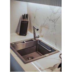 Mətbəx çanağı Deante Magnetic N103, qranit, qara, 56x50x21.9 sm