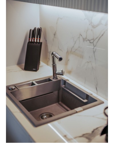 Mətbəx çanağı Deante Magnetic N103, qranit, qara, 56x50x21.9 sm