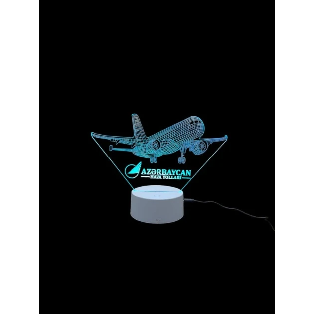 3D-ночник самолет «Азербайджанские авиалинии», пластик, 9х17х24 см 3D-ночник самолет «Азербайджанские авиалинии», пластик, 9х17х24 см