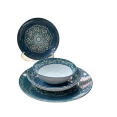 Süfrə qab-qacaq Sarina SHA-00006596, farfor, göy, 6 nəfərlik, 24 ədəd