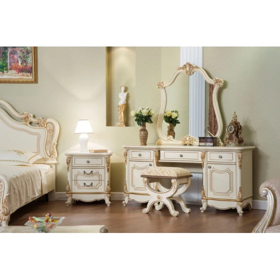 Набор мебели для спальни Era Mebel Mona Liza, кремовый (шкаф 212x65x231 см, кровать 183x213x140 см, прикроватная тумба 62x47x67.5 см, комод 160x53x77.5 см, зеркало 93х108 см) Набор мебели для спальни Era Mebel Mona Liza, кремовый (шкаф 212x65x231 см, кровать 183x213x140 см, прикроватная тумба 62x47x67.5 см, комод 160x53x77.5 см, зеркало 93х108 см)