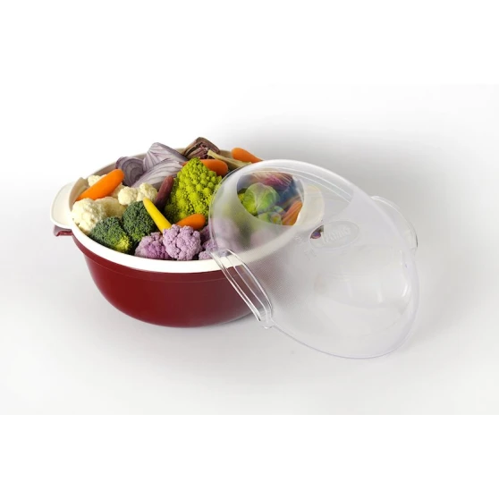 Mikrodalğalı soba üçün buxarlayıcı bişirici Bama Cooky, 25х12.5 sm, 1.8 l, plastik, qırmızı