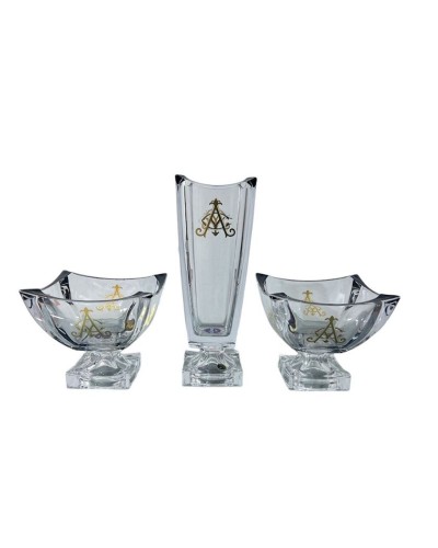Meyvə qabları dəsti güldan ilə 00403, 3 parça, şüşə, şəffaf, 17x20 sm, 15x26 sm, 35x13 sm