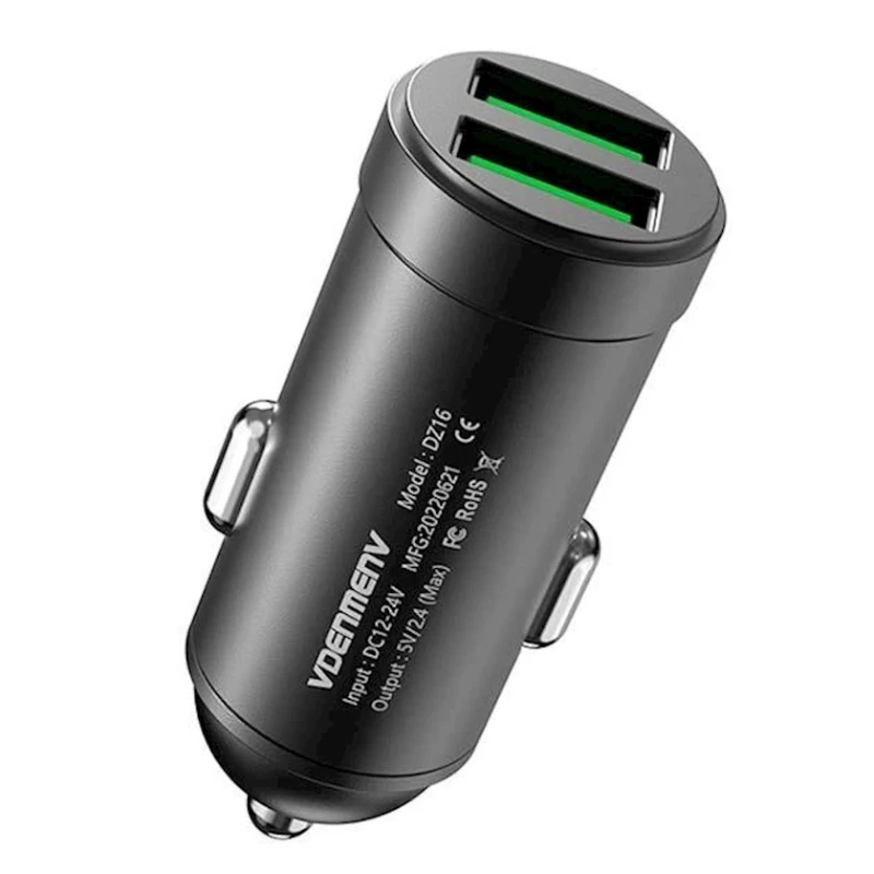 Зарядное устройство автомобильное Denmen DZ16 2USB 2.4A Black Зарядное устройство автомобильное Denmen DZ16 2USB 2.4A Black