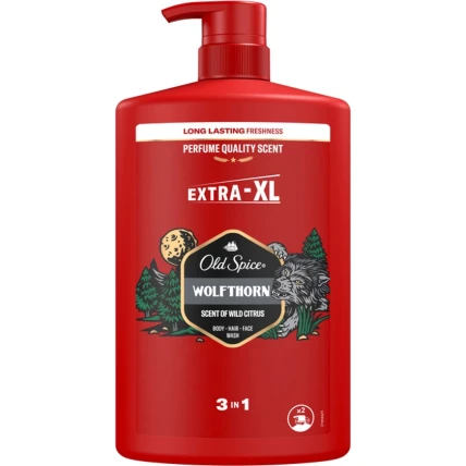 Duş üçün gel və şampun Old Spice Wolfthorn 3in1, 1000 ml