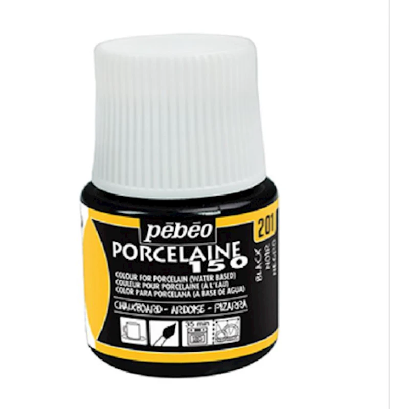 Farfor və keramika üçün boya Pebeo Porcelaine 150 Chalkboard black 45 ml, qara