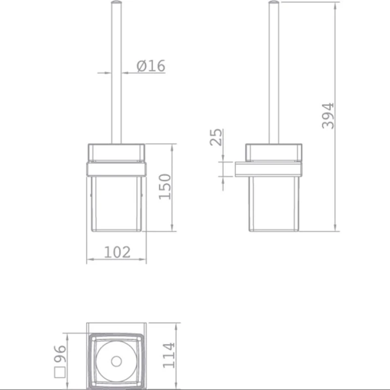 Ершик для унитаза Teka Formentera 17085020G2, с керамической подставкой, настенный, золотистый