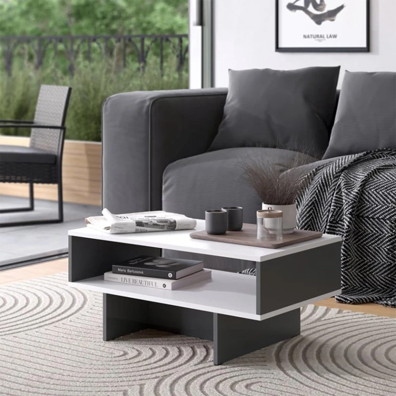 Журнальный стол ev_12116131, ламинат, белый/серый, 80x46x35 см Журнальный стол ev_12116131, ламинат, белый/серый, 80x46x35 см