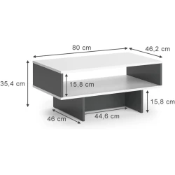 Журнальный стол ev_12116131, ламинат, белый/серый, 80x46x35 см
