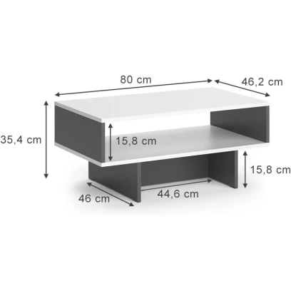 Журнальный стол ev_12116131, ламинат, белый/серый, 80x46x35 см Журнальный стол ev_12116131, ламинат, белый/серый, 80x46x35 см