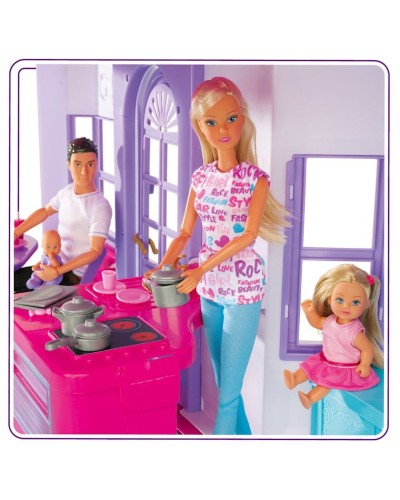 Kukla evi Simba Steffi Family House, plastik, 3+ yaş, 79х70х22 sm, iki mərtəbəli