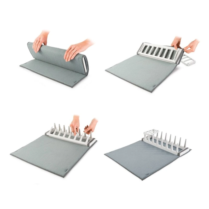 Сушилка для посуды Tescoma Clean Kit, пластик/микрофибра, серая, 40x50x9 см