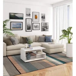 Журнальный стол ev_12116130, ламинат, белый, 90x50x44 см