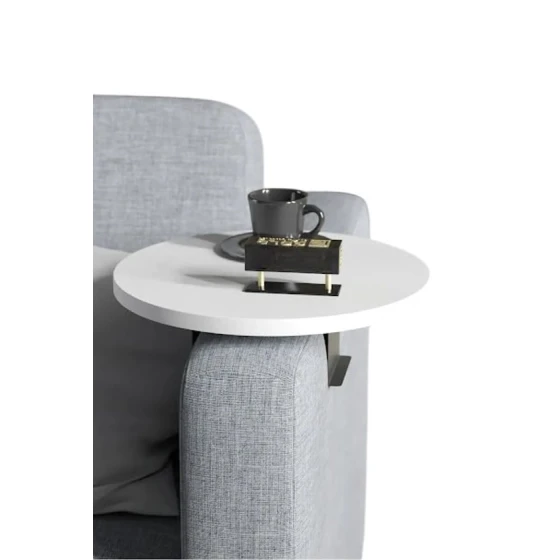 Журнальный столик Zigon Sehpa, ДСП/металл, белый, 34x34x10 см Журнальный столик Zigon Sehpa, ДСП/металл, белый, 34x34x10 см