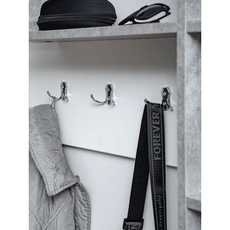 Вешалка с полками Letta Beton White, 78x16х101 см, ЛДСП, белый Вешалка с полками Letta Beton White, 78x16х101 см, ЛДСП, белый