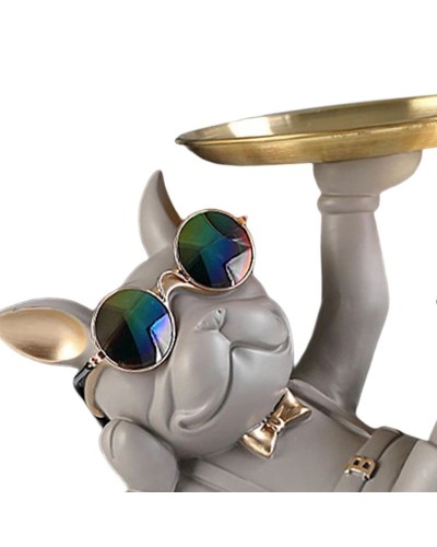 Dekorativ heykəlcik Nimçə ilə fransız buldog White gold, qatran