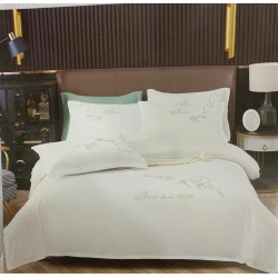 Комплект постельного белья MiraNova CTS-690, простыня 220х240 см, пододеяльник 200х220 см, наволочки 50х70 см, двуспальный евро, белый