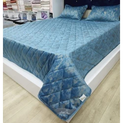 Dəst Miss Cotton 0000608, örtük 160х220 sm, yastıq üzü 50х70 sm, bir yarım, velür, mavi