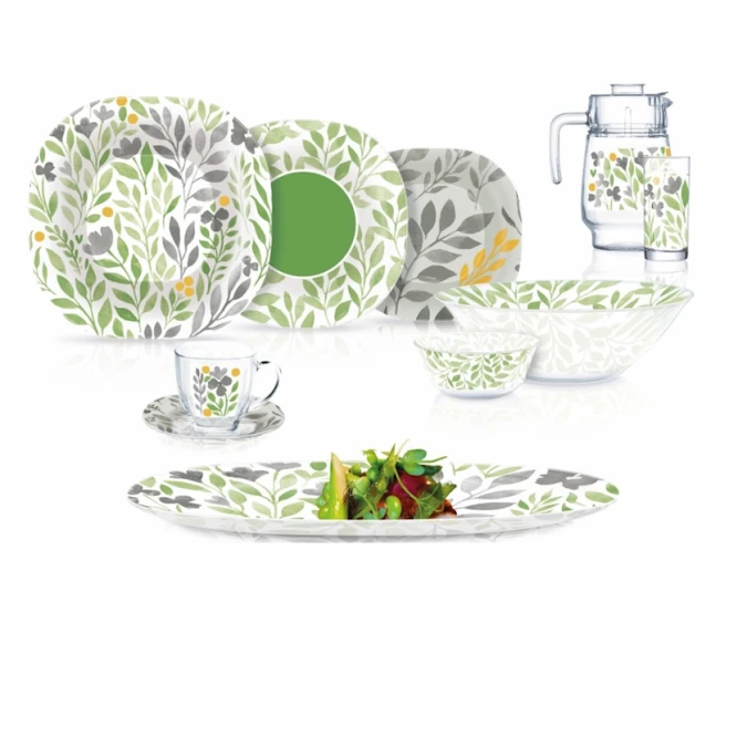 Набор столовой посуды Luminarc Neo Carina Alvis Green, 46 шт, 6 персон, закаленное стекло Набор столовой посуды Luminarc Neo Carina Alvis Green, 46 шт, 6 персон, закаленное стекло