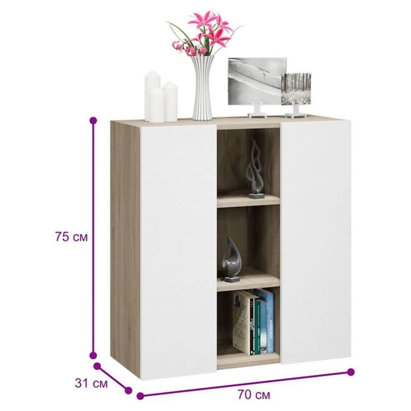 Tumba, 75x70x31 sm, LDSP, ağ/qəhvəyi