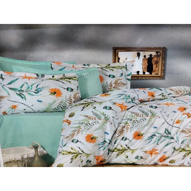 Комплект постельного белья MiraNova SF-409, двуспальный, хлопок, разноцветный, простыня 240x260 см, пододеяльник 200x220 см, наволочки 50x70 см (2 шт)