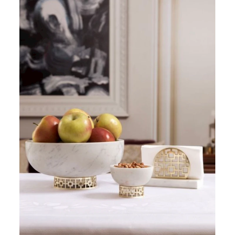 Фруктовница Hom-me 105663, 25x10 см, мрамор, белый/золотистый Фруктовница Hom-me 105663, 25x10 см, мрамор, белый/золотистый