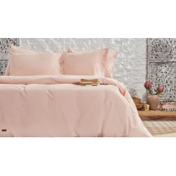 Комплект постельного белья Yataş Plain, пододеяльник 160х220 см, простыня 100x200 см, наволочка 50х70 см, односпальный, хлопок, розовый