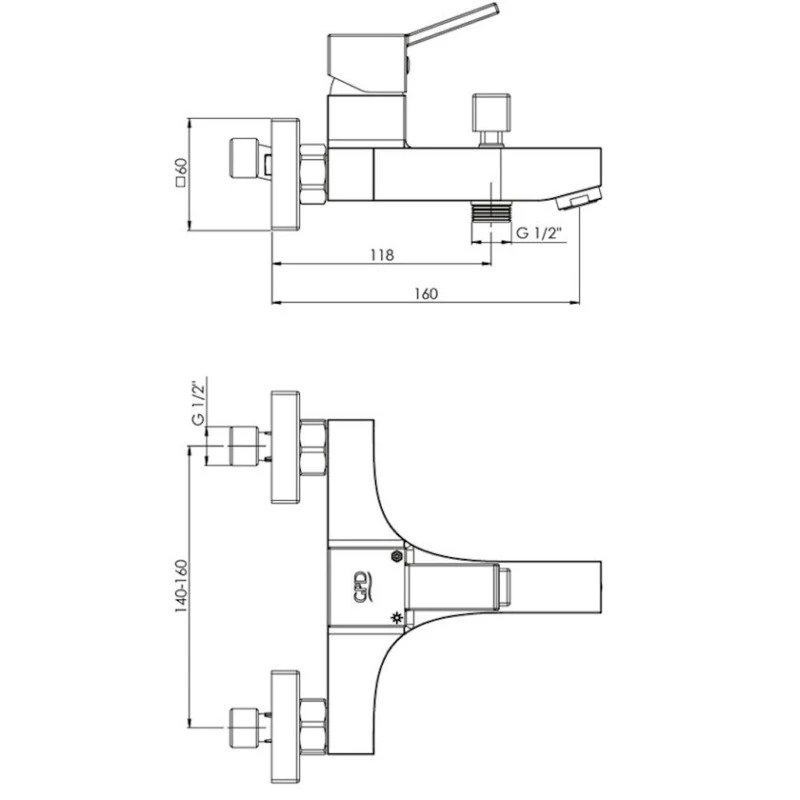 Смеситель для ванной GPD Tulio MBB135 Chromic