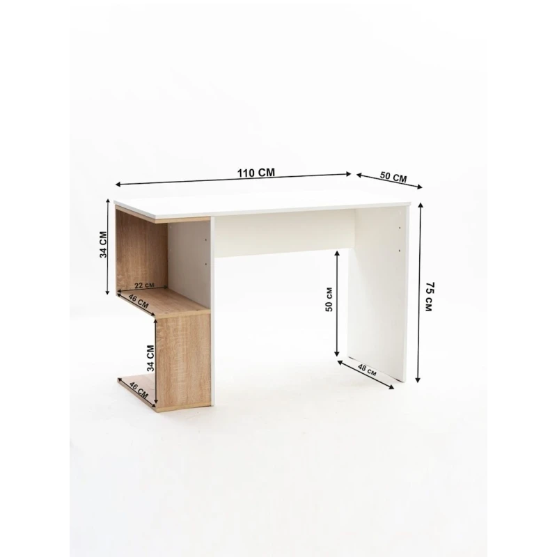 Письменный стол Letta, белый/бежевый, ЛДСП, 110х50х75 см Письменный стол Letta, белый/бежевый, ЛДСП, 110х50х75 см