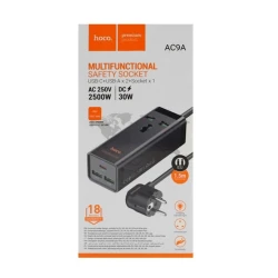 Şəbəkə filtri Hoco AC9A 1.5 m, 1-rozetkalı Black