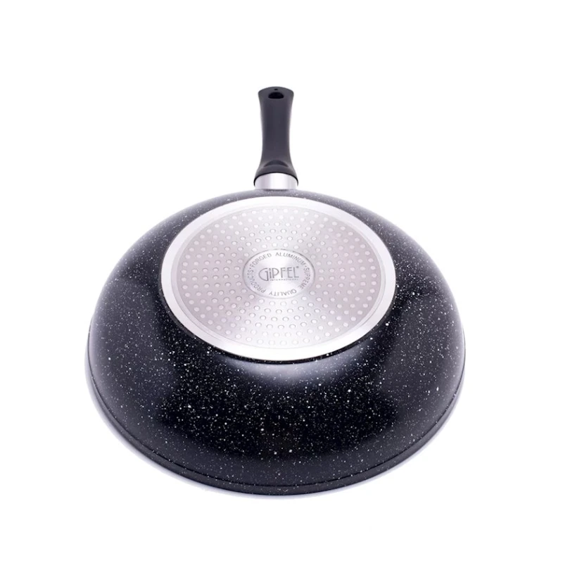 Сковорода Gipfel Mabelle 0514, 28 см, алюминий с антипригарным покрытием и ненагревающейся ручкой, цвет черный