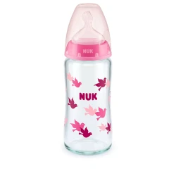Бутылочка для кормления Nuk First Choice+, 240 мл, 0-6 мес, M размер, стекло/силикон, товар в ассортименте Бутылочка для кормления Nuk First Choice+, 240 мл, 0-6 мес, M размер, стекло/силикон, товар в ассортименте