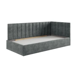 Односпальная кровать Art_tek_yataq 68, ламинат/текстиль, серая, 200x85x90 см