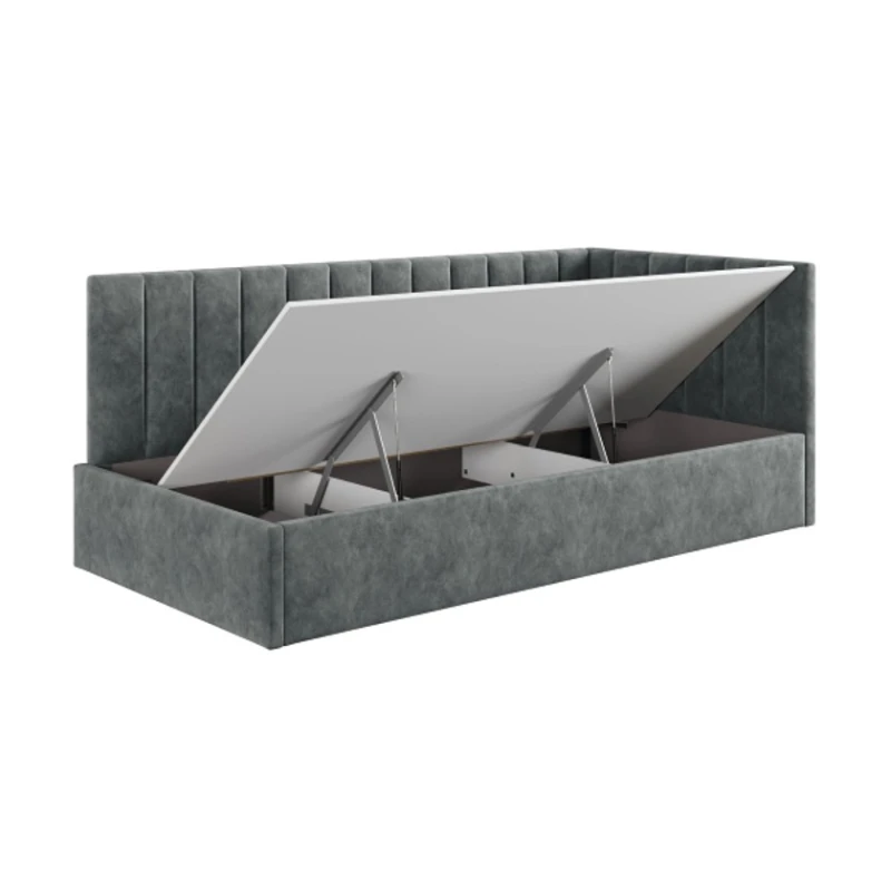 Tək nəfərlik çarpayı Art_tek_yataq 68, laminat/parça, boz, 200x85x90 sm