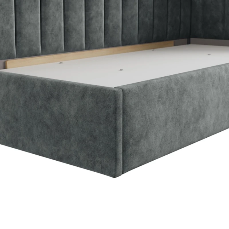 Односпальная кровать Art_tek_yataq 68, ламинат/текстиль, серая, 200x85x90 см