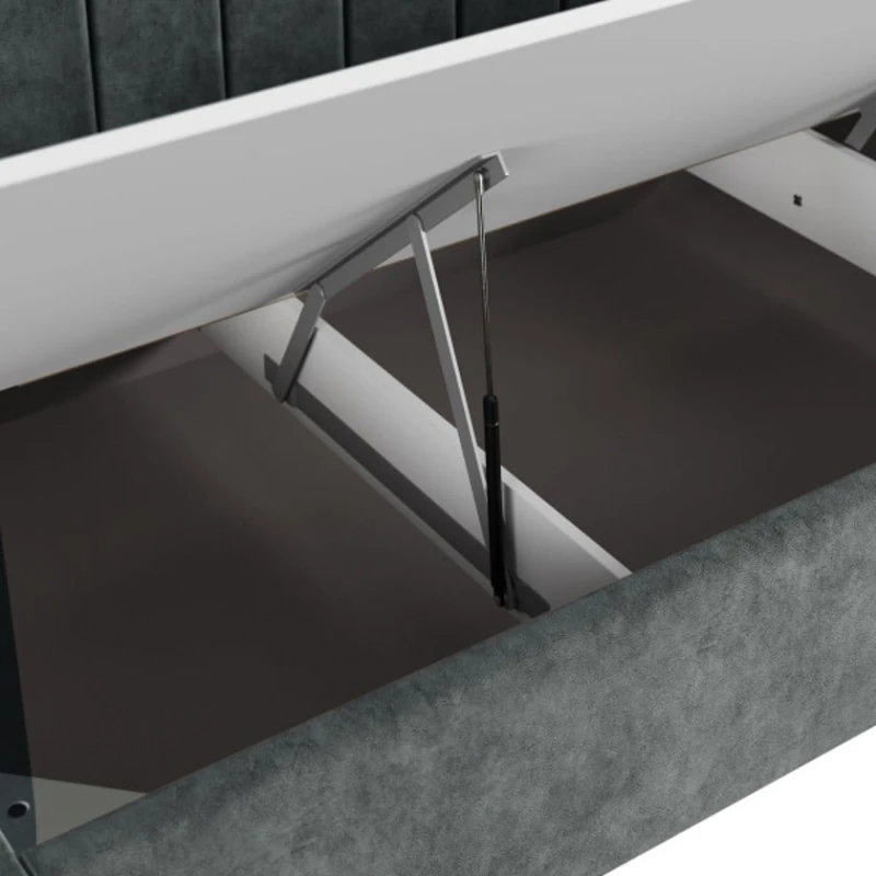 Односпальная кровать Art_tek_yataq 68, ламинат/текстиль, серая, 200x85x90 см