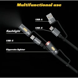 Paylayıcı kabel Multifunctional 5-in-1 USB/TypeC/Flashlight/Lighter