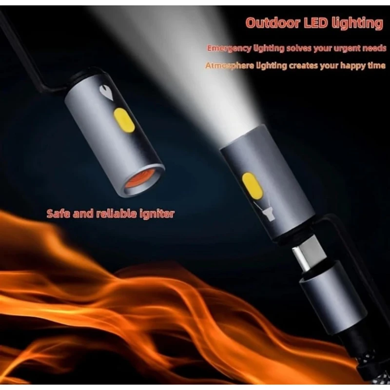 Paylayıcı kabel Multifunctional 5-in-1 USB/TypeC/Flashlight/Lighter