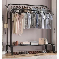 Передвижная вешалка AGA678YOL, металл, черная, 150x52x135/154 см Передвижная вешалка AGA678YOL, металл, черная, 150x52x135/154 см