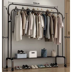 Передвижная вешалка AGA678YOL, металл, черная, 150x52x135/154 см Передвижная вешалка AGA678YOL, металл, черная, 150x52x135/154 см